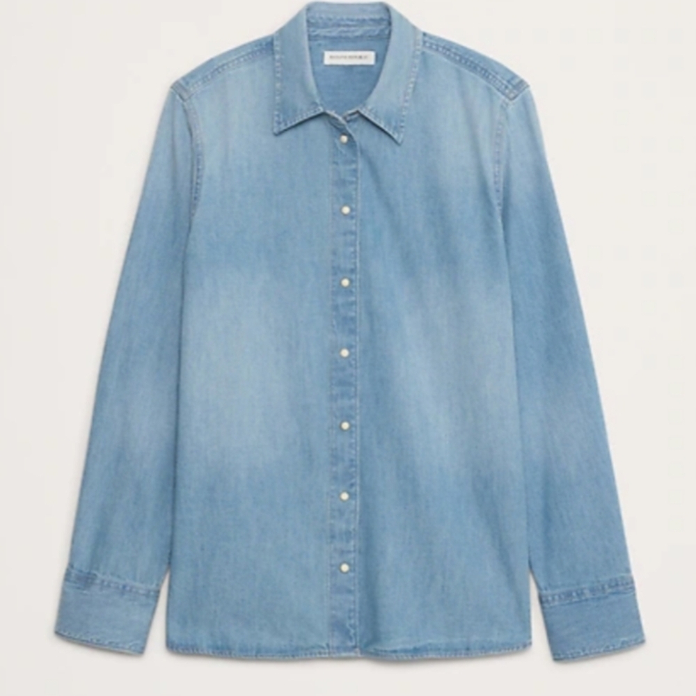 Banana Republic The Perfect Denim Everyday Shirt Snap Buttons Size XS New! - Picture 3 of 15